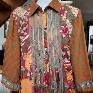Jalpur blouse multi color lace trim sz sm